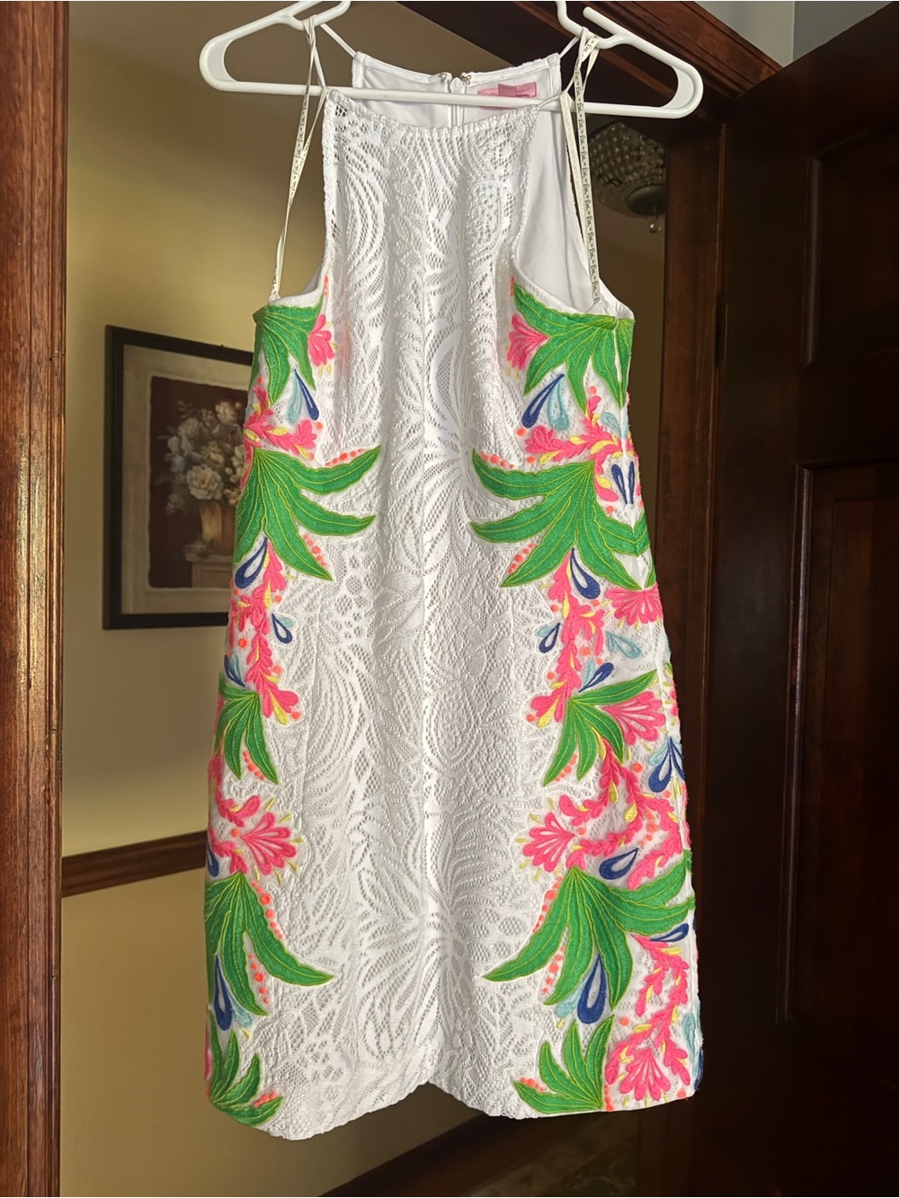 EUC Lilly Pulitzer resort White Pearl Shift Lace size 10 tropical Fruit Dress